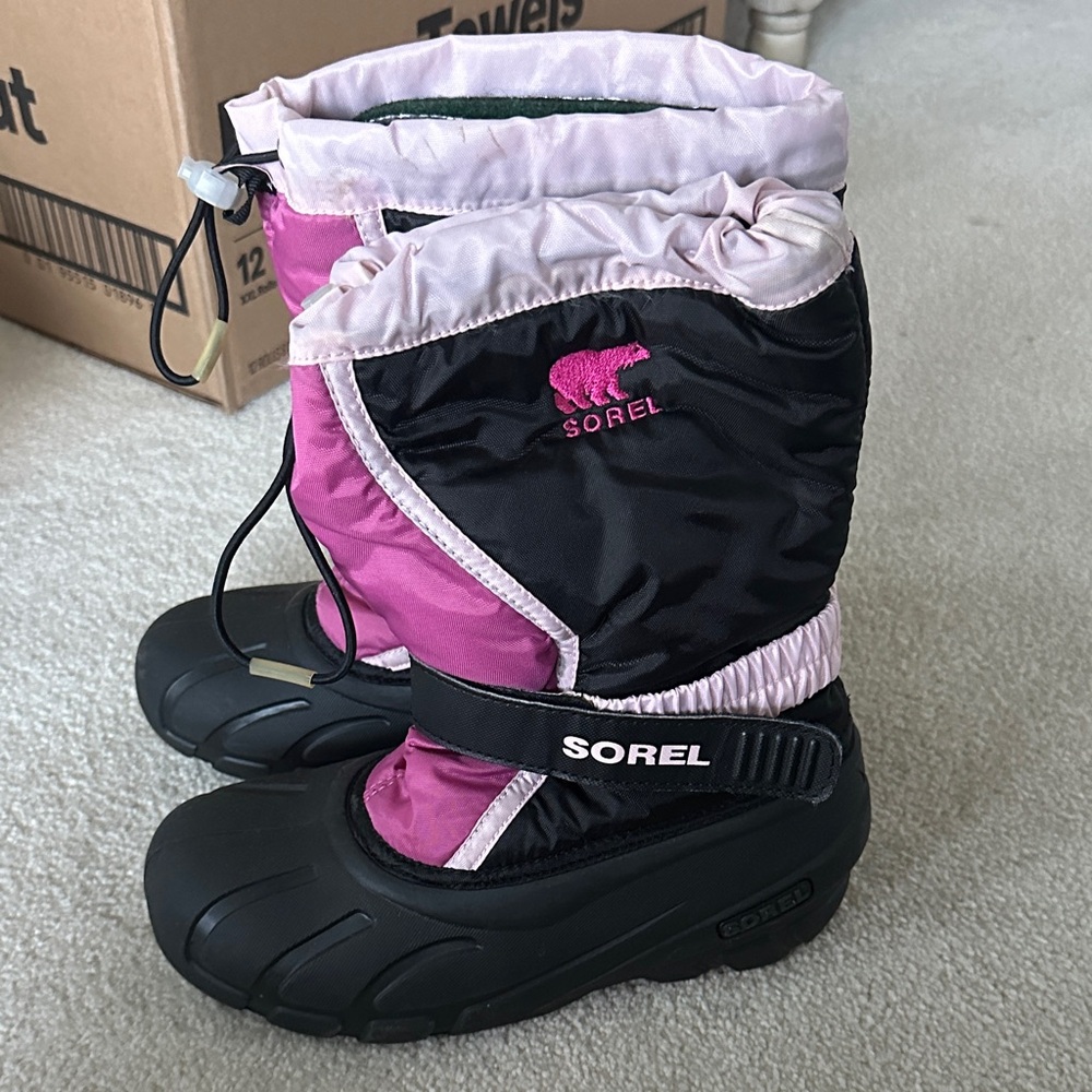 Sorel Black and Pink Snow Boots